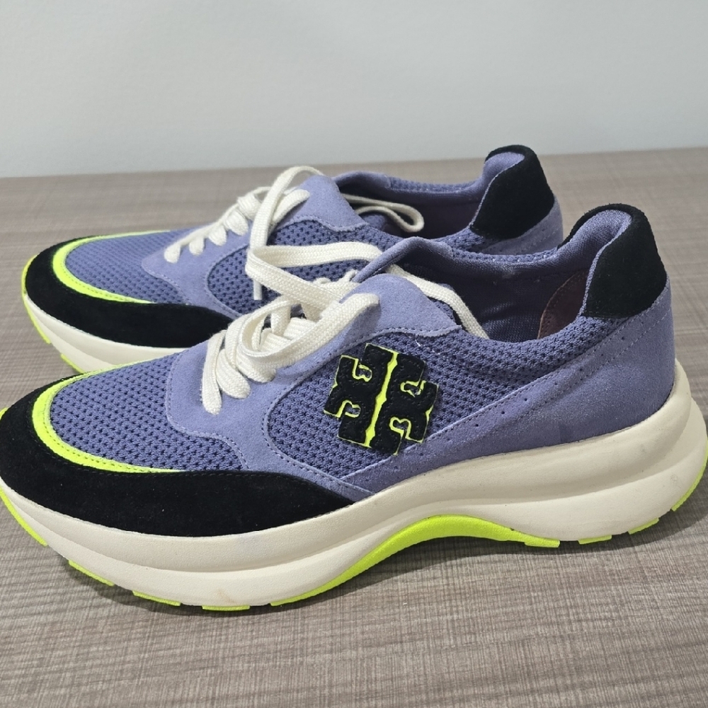 Tory Burch Women's Sneakers in Purple, Black, and Neon Yellow